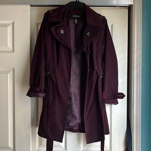 London Fog turtle button purple trench coat